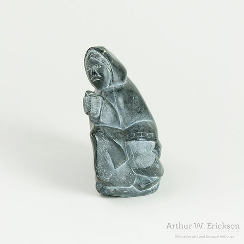 Crouching Man Soapstone Carving
