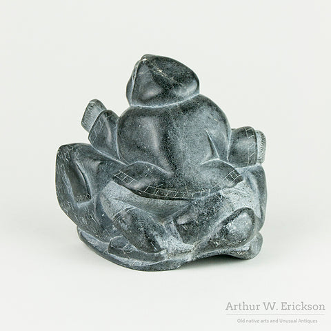Crouching Man Soapstone Carving