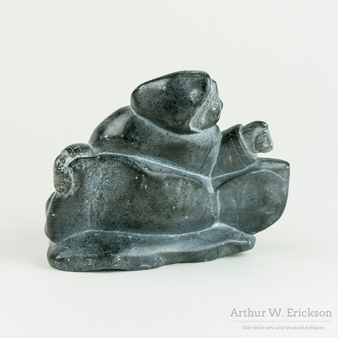 Crouching Man Soapstone Carving