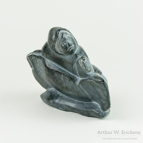 Crouching Man Soapstone Carving