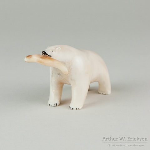 Inuit Carved Polar Bear with Seal in its Mouth