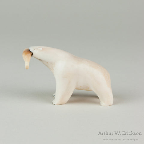 Inuit Carved Polar Bear with Seal in its Mouth