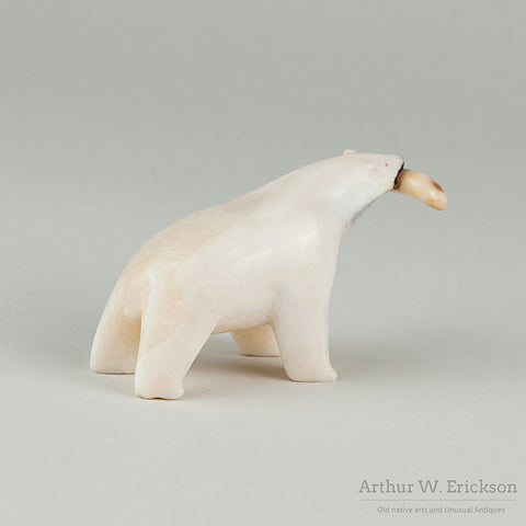 Inuit Carved Polar Bear with Seal in its Mouth
