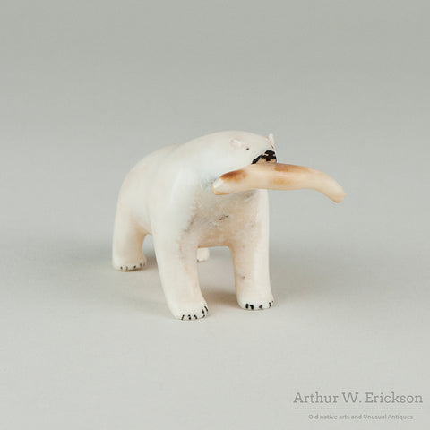 Inuit Carved Polar Bear with Seal in its Mouth