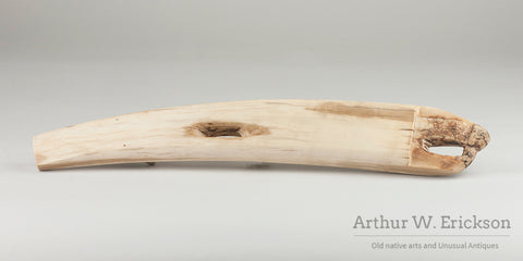 Inuit Carved Fossilized Ivory Cribbage Board with Scrimshawed Ivory Seals