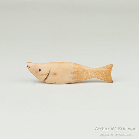 Inuit Carved Fossilized Ivory Salmon