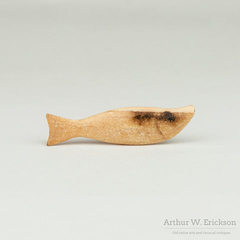 Inuit Carved Fossilized Ivory Salmon