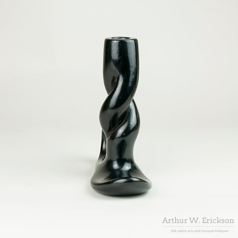 Large Black Ware Candlestick by Legoria Tafoya (1911-1984)