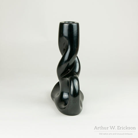 Large Black Ware Candlestick by Legoria Tafoya (1911-1984)