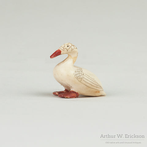 Inuit Carved and Scrimshawed Small Duck