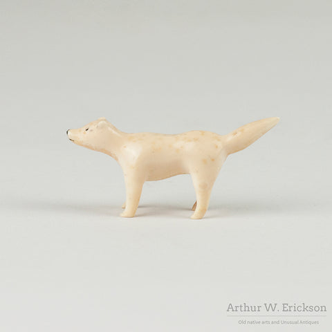 Inuit Carved Walrus Ivory Standing Fox