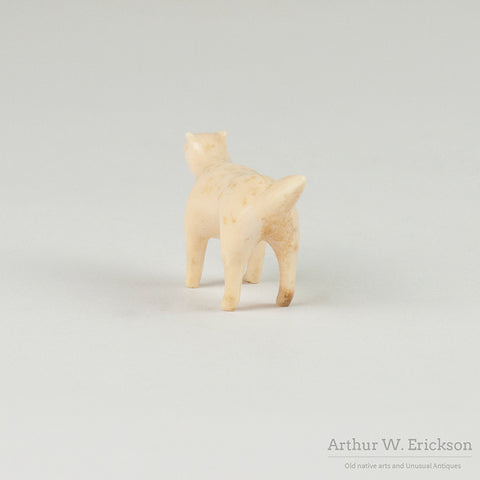 Inuit Carved Walrus Ivory Standing Fox