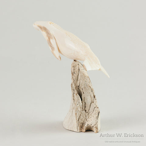 Inuit Carved Grey Whale on Mount