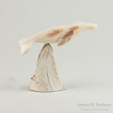 Inuit Carved Grey Whale on Mount