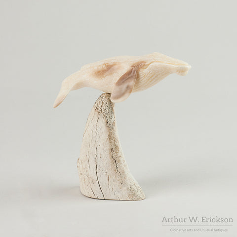 Inuit Carved Grey Whale on Mount