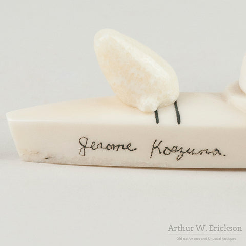 Inuit Carved Two Person Kayak by Jerome Koezuna