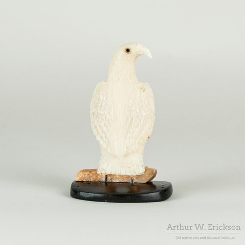 InuitWalrus Ivory Eagle Carving with Base