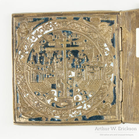 Cast Brass 1890s Russian Icon -Skladen of Church Feasts
