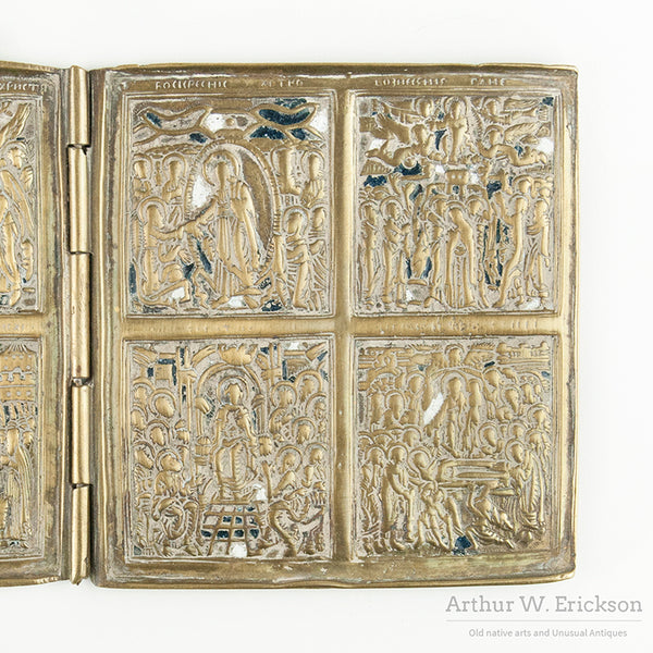 Cast Brass 1890s Russian Icon -Skladen of Church Feasts