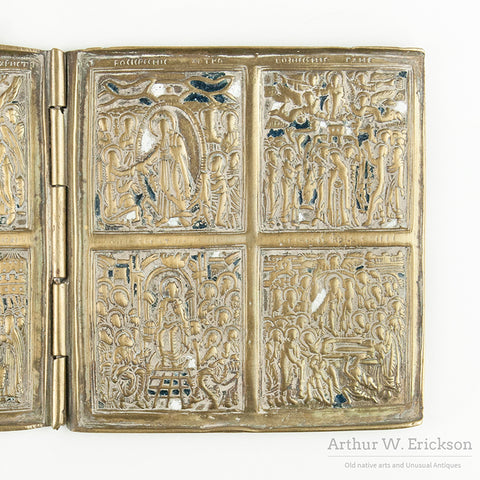 Cast Brass 1890s Russian Icon -Skladen of Church Feasts