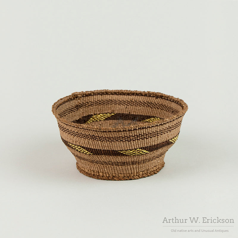 Klamath Basket with Yellow Quill Work