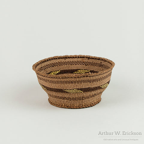 Klamath Basket with Yellow Quill Work