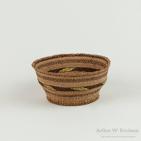 Klamath Basket with Yellow Quill Work