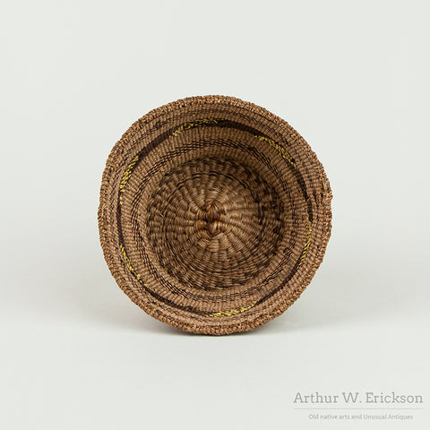 Klamath Basket with Yellow Quill Work