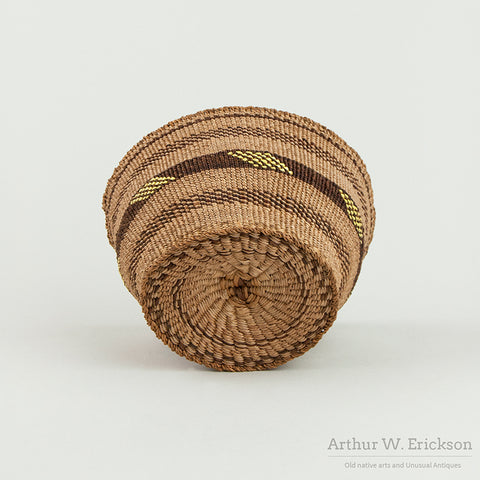 Klamath Basket with Yellow Quill Work