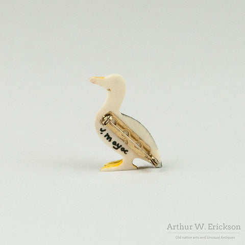 Inuit Carved Seagull Pin by J Mayac