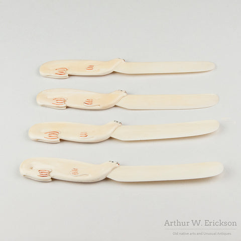 Set of 4 Nunivak Ivory Knives with Seal Handles