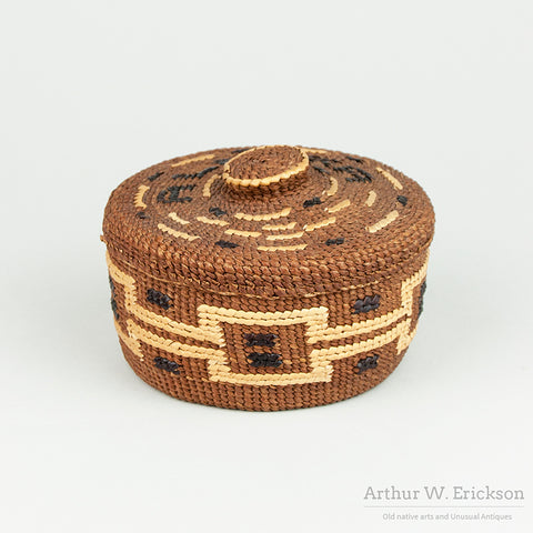 Tsimshian Basket with "Alaska" on the Lid