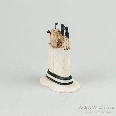 Inuit Carved Walrus Ivory Rookery