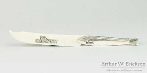 Inuit Carved letter opener with fish handle