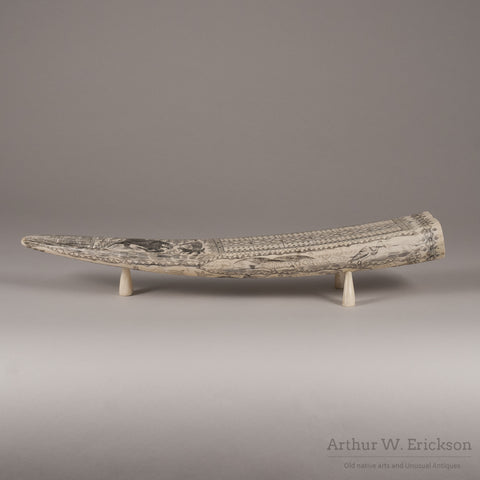 Folk Art Scrimshawed Cribbage Board