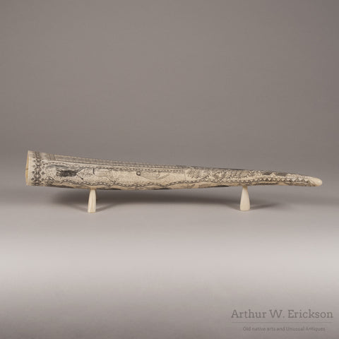 Folk Art Scrimshawed Cribbage Board - Arthur W. Erickson - 2