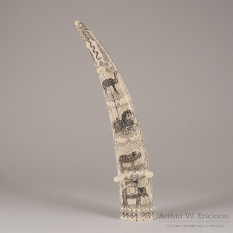 Folk Art Scrimshawed Cribbage Board - Arthur W. Erickson - 3