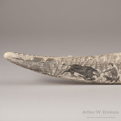 Folk Art Scrimshawed Cribbage Board - Arthur W. Erickson - 5