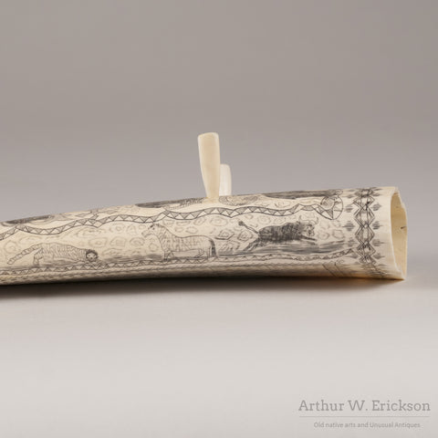 Folk Art Scrimshawed Cribbage Board - Arthur W. Erickson - 6