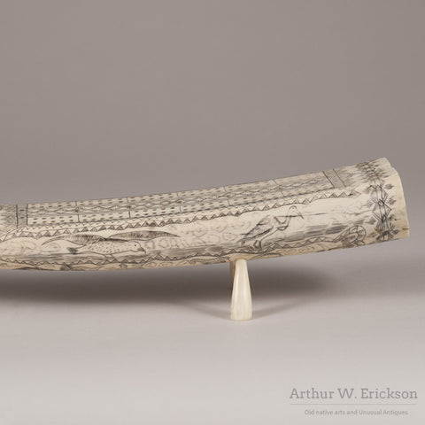 Folk Art Scrimshawed Cribbage Board - Arthur W. Erickson - 7