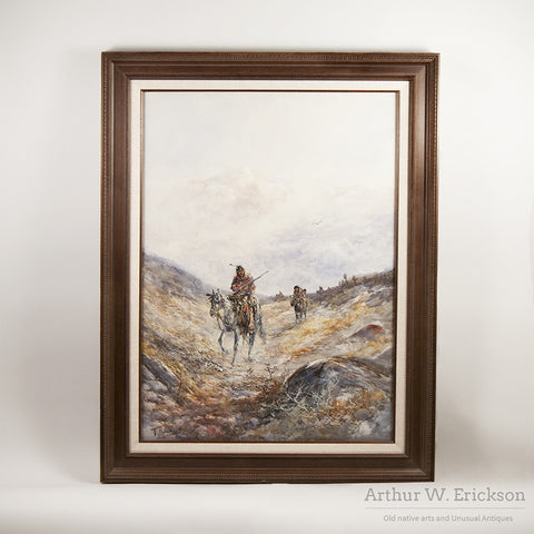 Indians On Horseback Watercolor