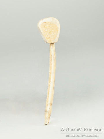 Carved Walrus Ivory Gavel with Seal Heads