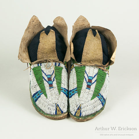 Fully Beaded 19th Century Cheyenne Moccasins