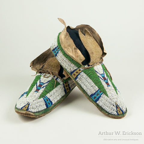 Fully Beaded 19th Century Cheyenne Moccasins
