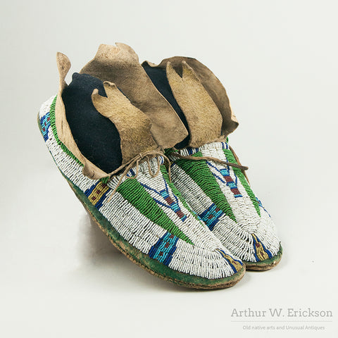 Fully Beaded 19th Century Cheyenne Moccasins