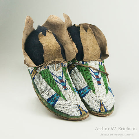 Fully Beaded 19th Century Cheyenne Moccasins