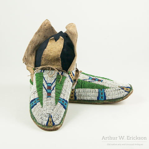 Fully Beaded 19th Century Cheyenne Moccasins