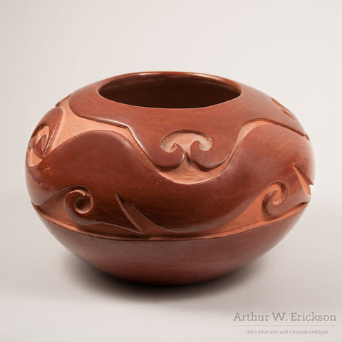 Large Christina Naranjo (1891-1980) Redware Pot with Avanyu