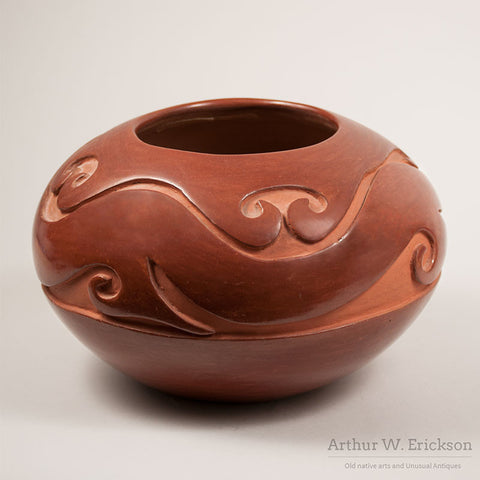 Large Christina Naranjo (1891-1980) Redware Pot with Avanyu