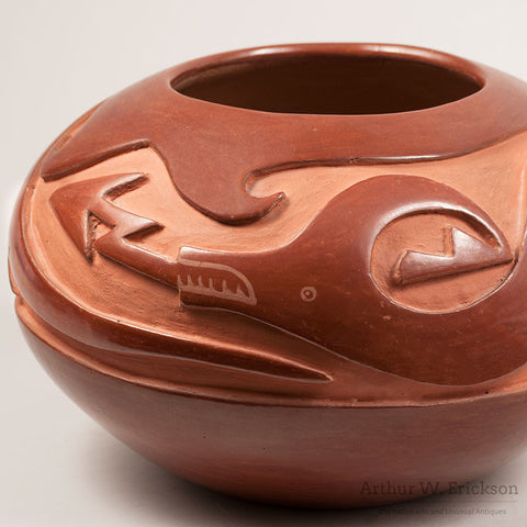 Large Christina Naranjo (1891-1980) Redware Pot with Avanyu